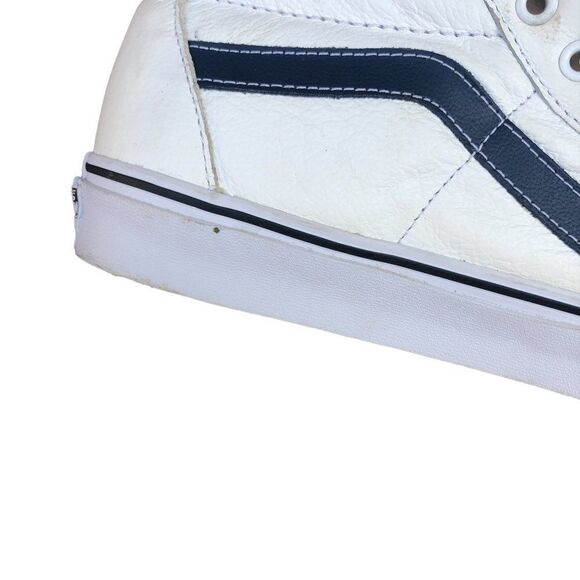 Premium Leather Vans White/Navy Size 9.5 - Picture 3 of 14